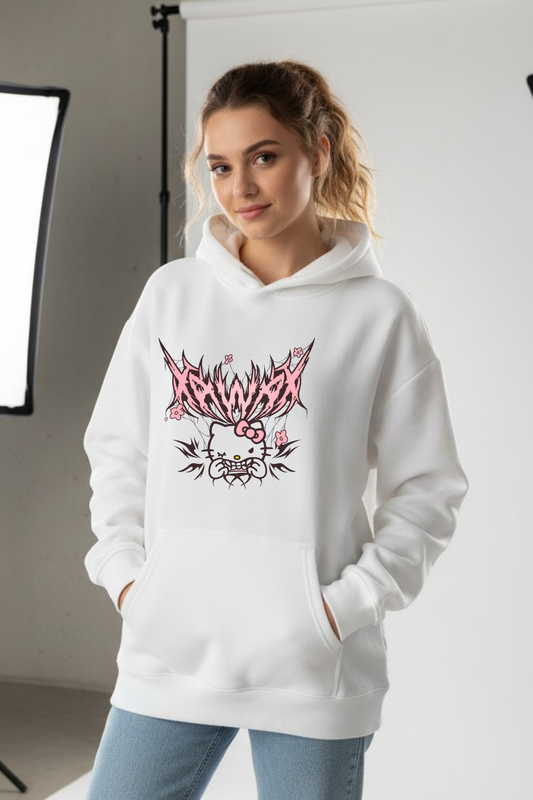 Metal Kitty" Gothic Graphic Hoodie