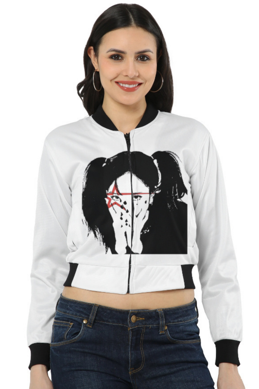 Red Starlet Crop Bomber Jacket