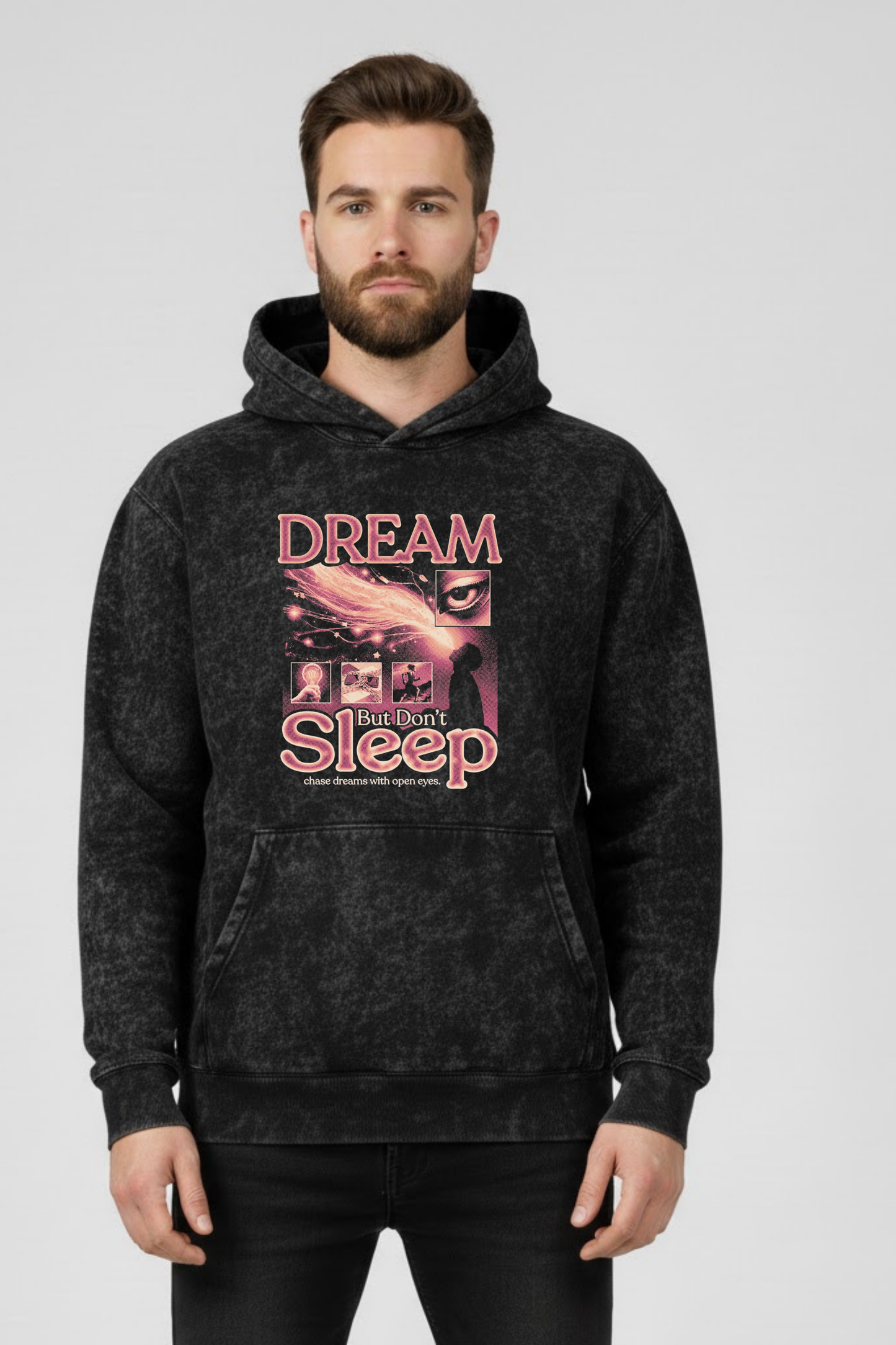 Dream But Don't Sleep Acid Washed Hoodie