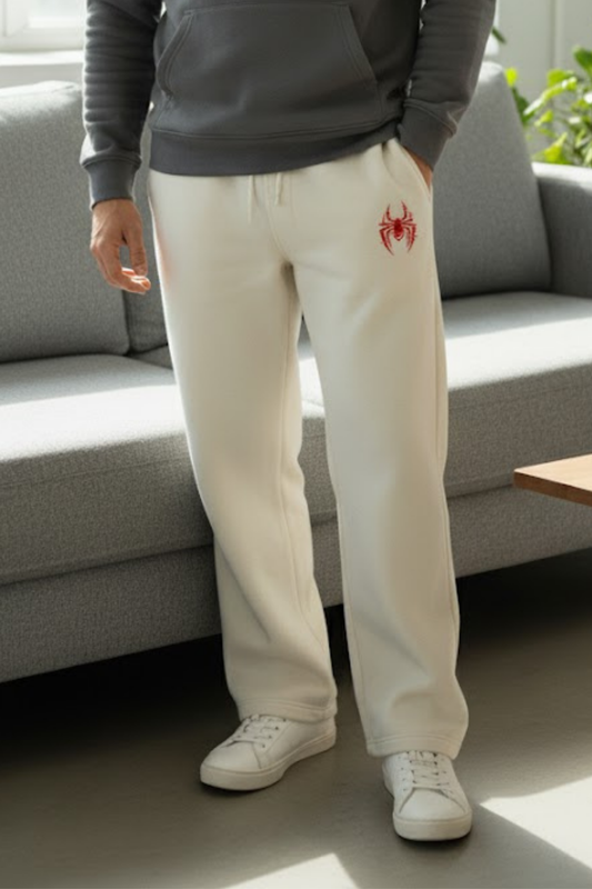 Spidey-Style Embroidered Black Drawstring Sweatpants