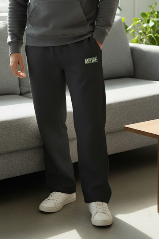 LOVE" Camo Graphic Black Wide-Leg Sweatpants