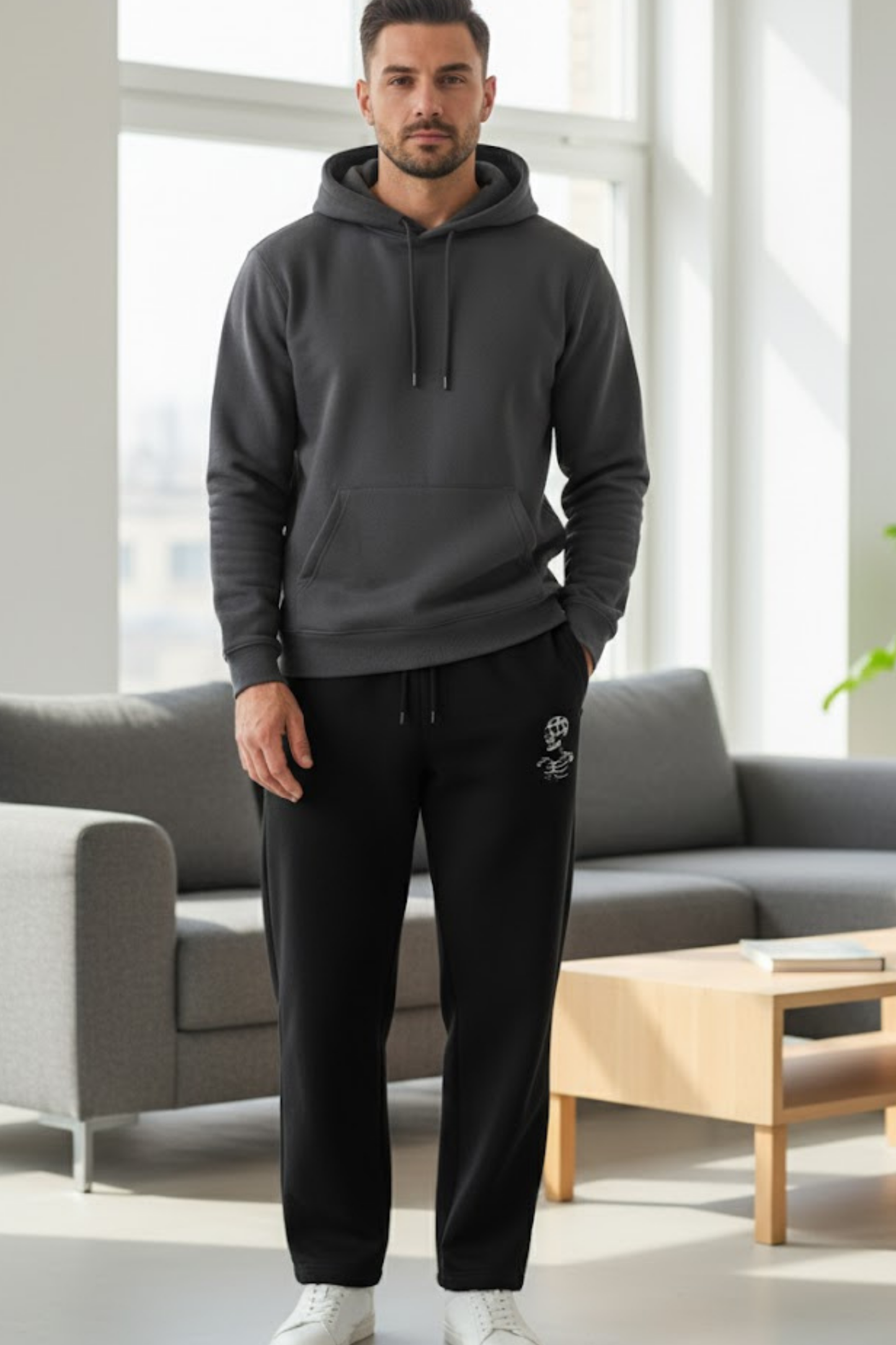 Ghost Mark" Black Streetwear Sweatpants