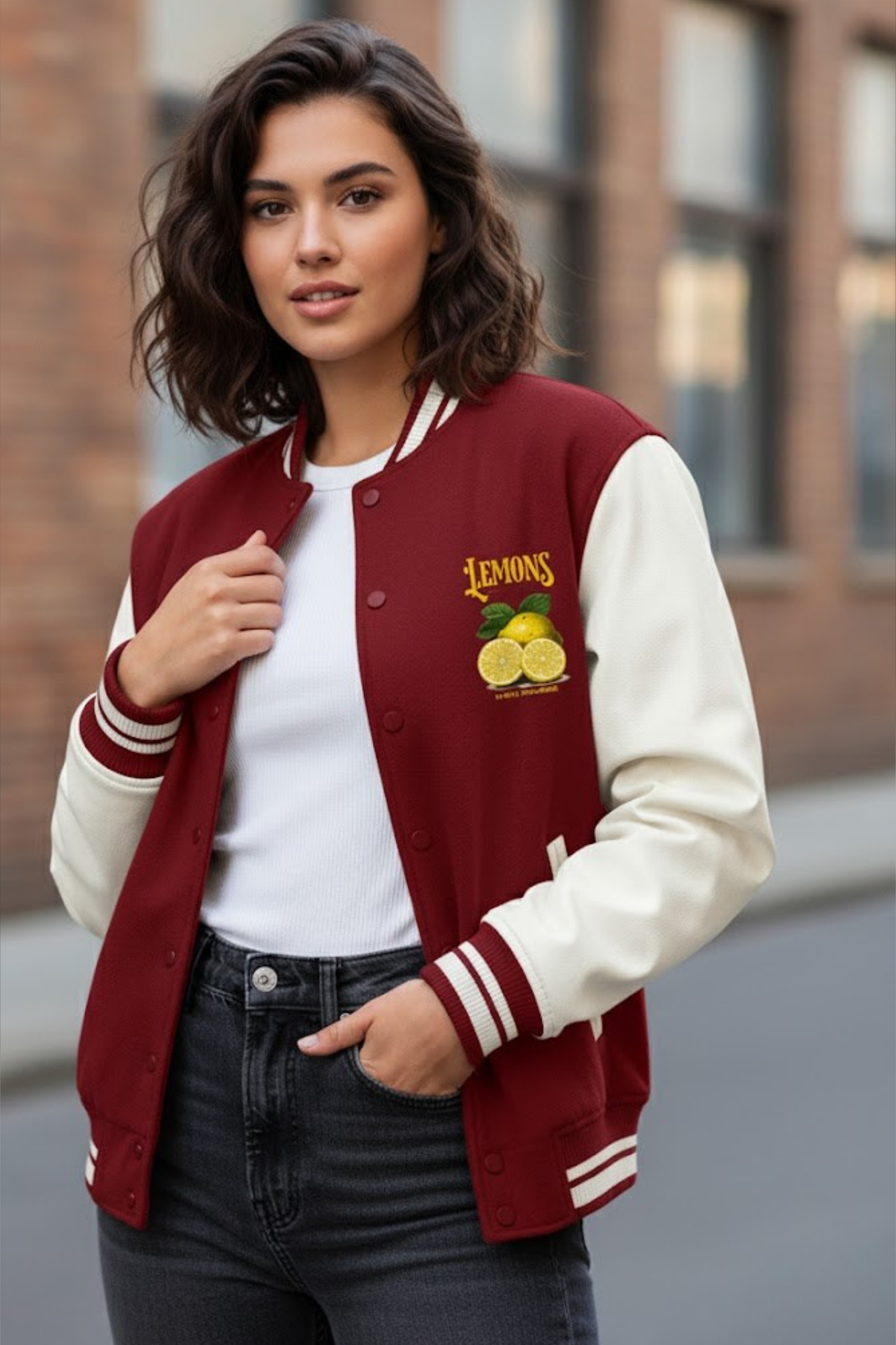 The 'Lemons' Varsity Jacket: Burgundy Edition