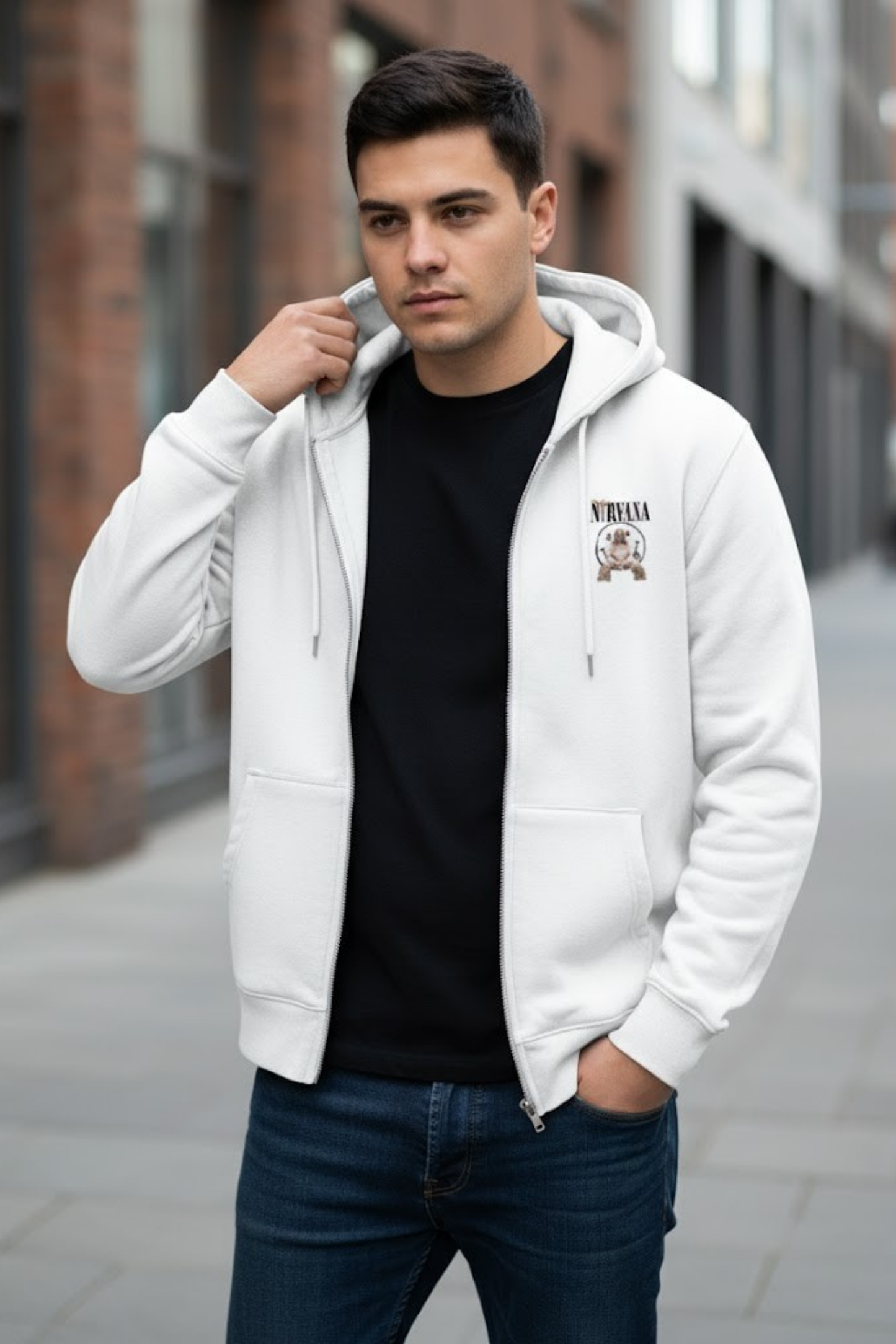 The 'Smiley' Logo Full-Zip Hoodie - Minimalist Edition