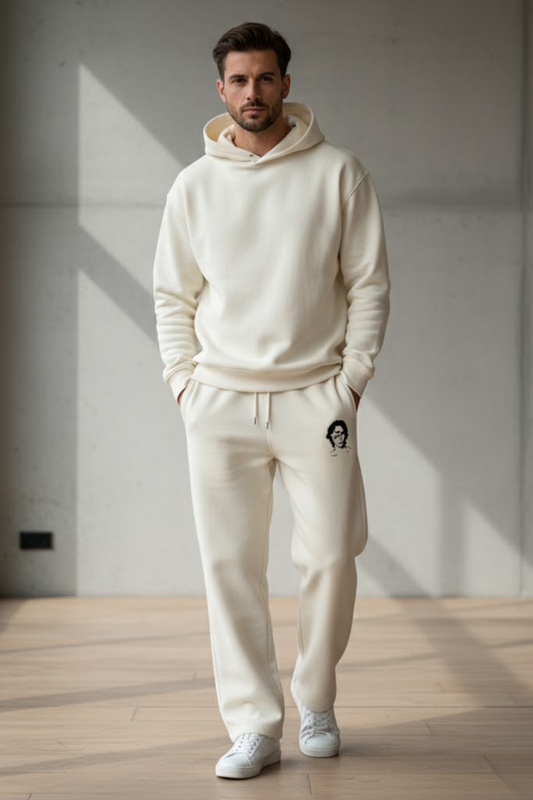 The Minimalist Comfort Fleece Sweatpants - Cream/Off-White