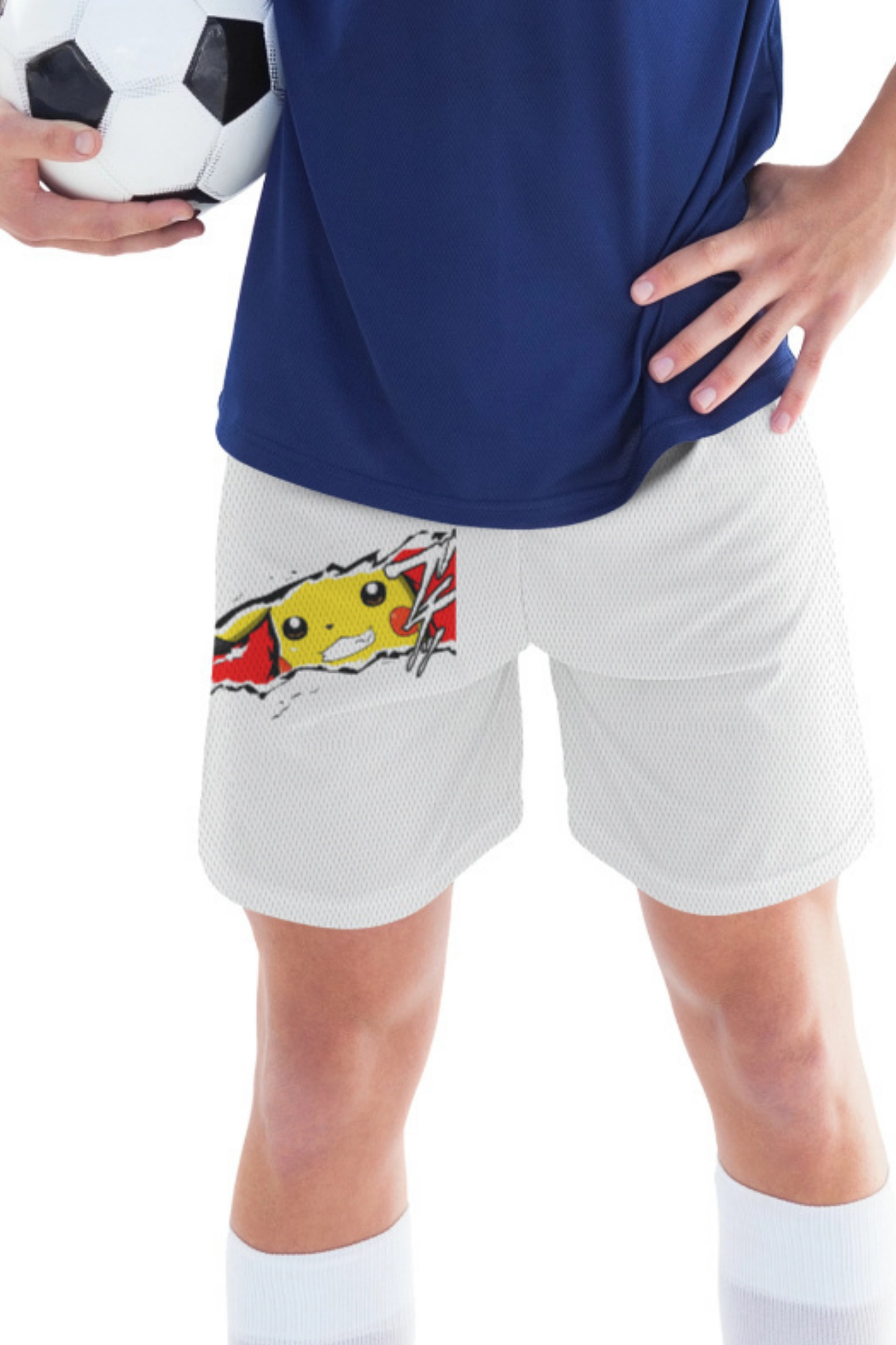 Pikachu Ripped Graphic Mesh Athletic Shorts