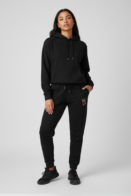 Black Cherry Pocket Detail Fleece Joggers