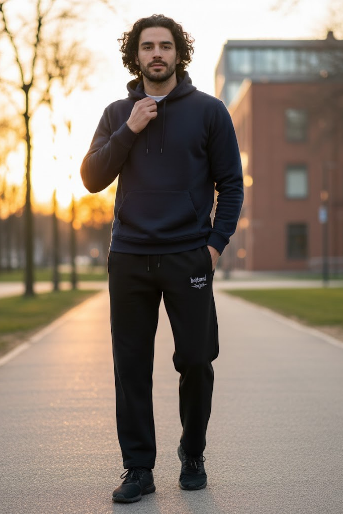 Gothic Script Wide-Leg Fleece Sweatpants