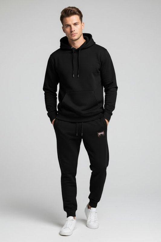 Black Cuffed Joggers - Extreme Logo Edition