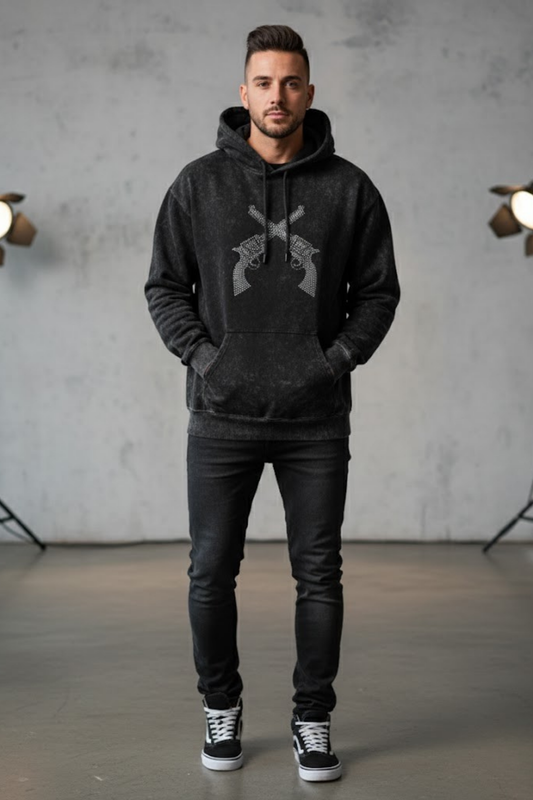 Rhinestone Renegade Washed Acid Washed Hoodie