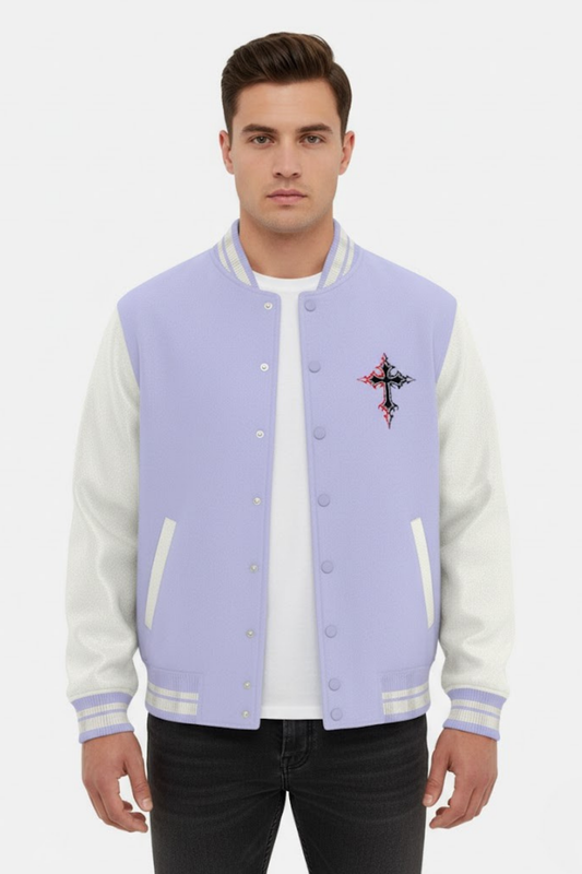 Fallen Angel" Lavender & Cream Varsity Jacket