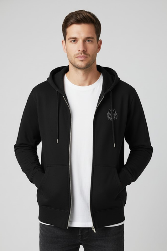 Night Watch" Tactical Crest Black Zip Hoodie