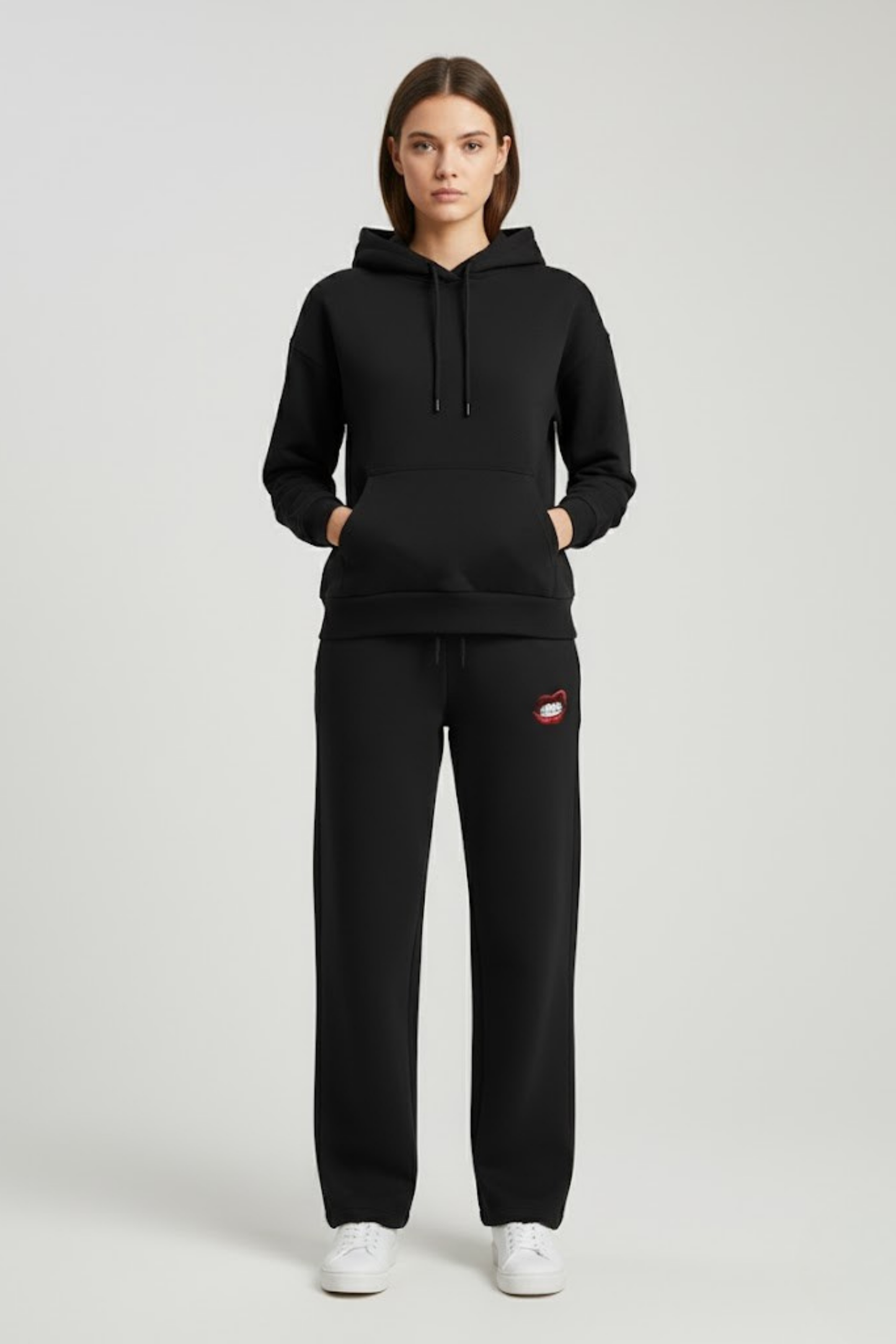 Fangs Out" Embroidered Wide-Leg Sweatpants