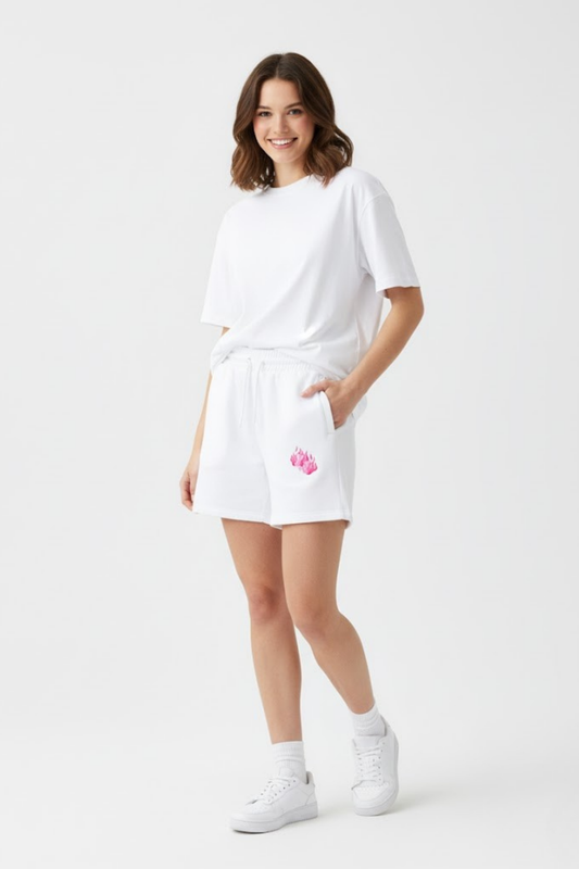 Pink Fire Logo Fleece Shorts