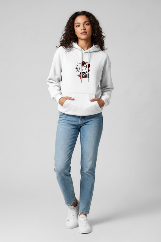 Goth Kitty Rocker Graphic Hoodie
