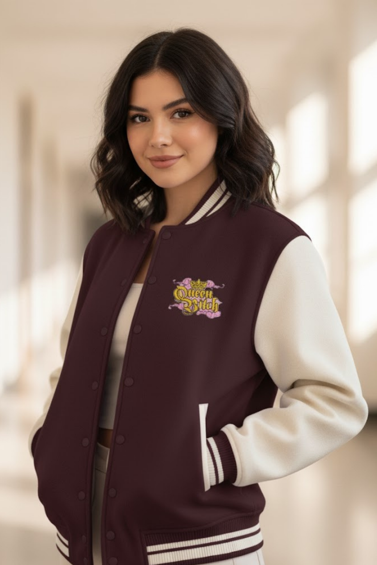 Boss Queen Bitch' Embroidered Varsity Jacket