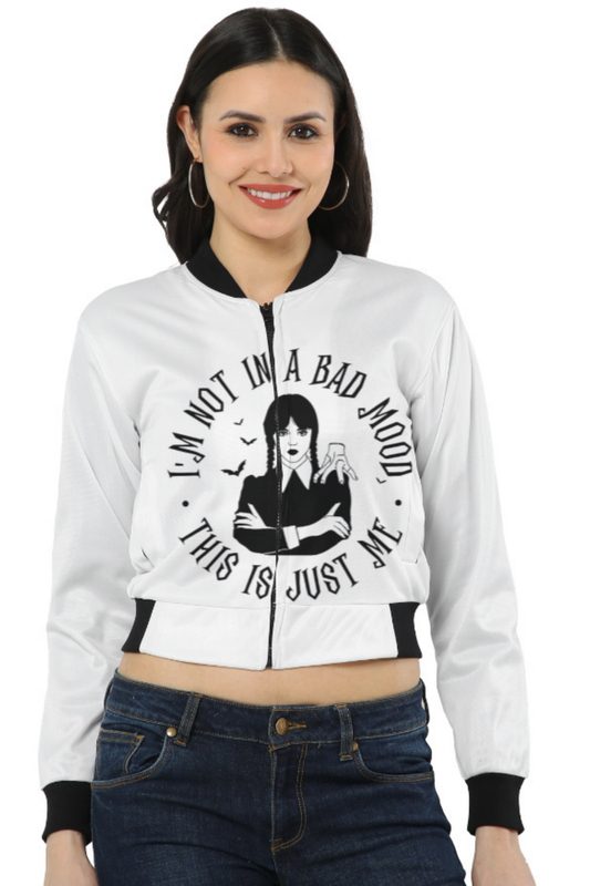 Not in a Bad Mood" Wednesday Graphic Cropped Bomber