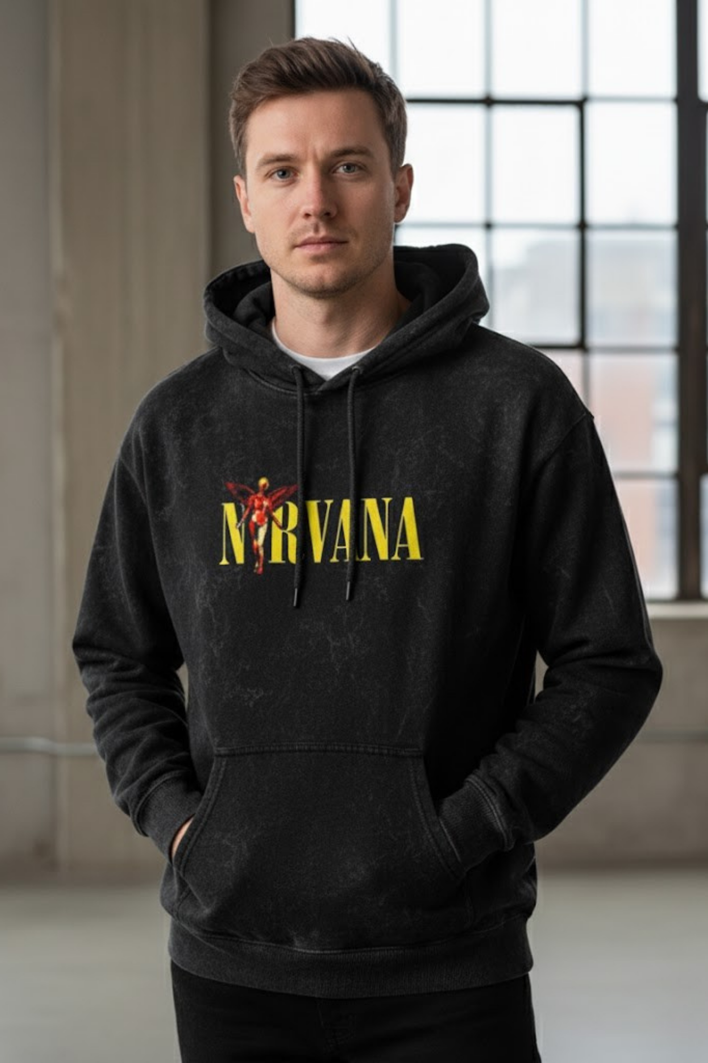 Grunge Hero Mashup Acid Wash Hoodie