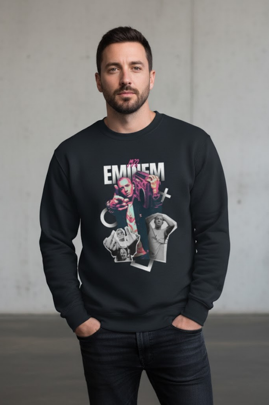 Eminem Collage Graphic Crewneck Sweatshirt