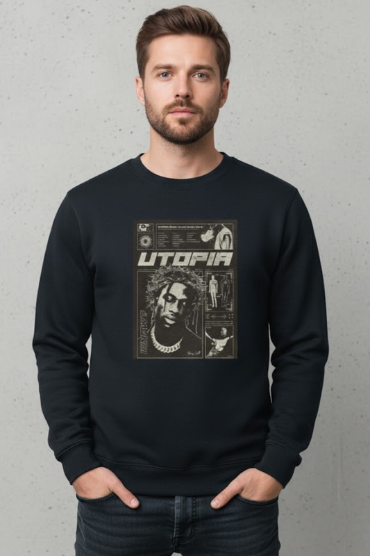travis Scott Utopia Album Art Navy Crewneck Sweatshirt