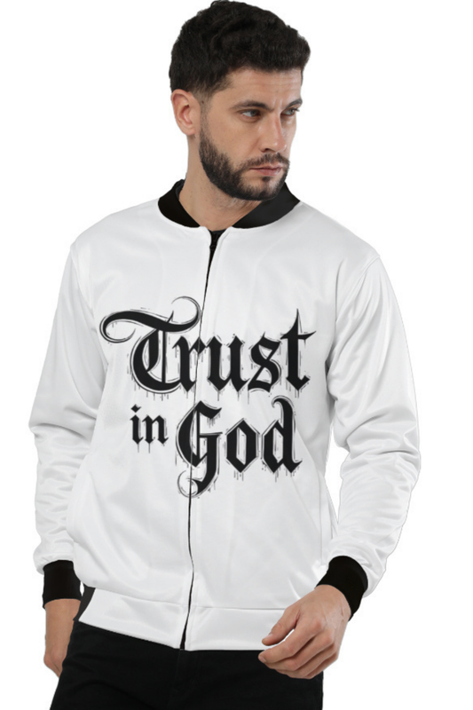 Trust in God" Gothic Script Bomber Jacket