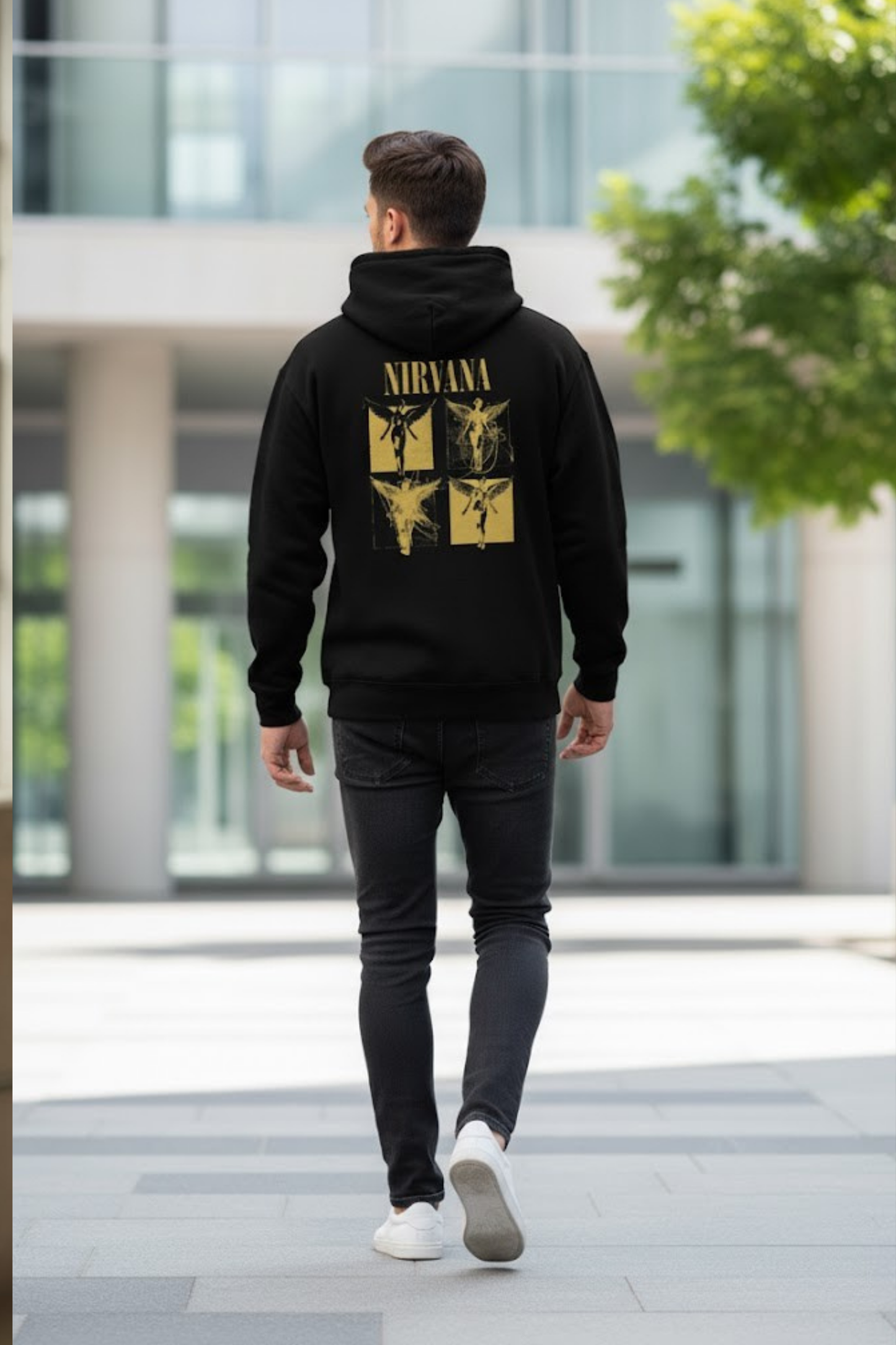 Iconic Nirvana In Utero Black Hoodie with Motorsport Patches