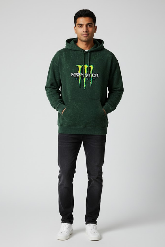 Monster Energy Claw Logo Mineral Acid Washed Hoodie