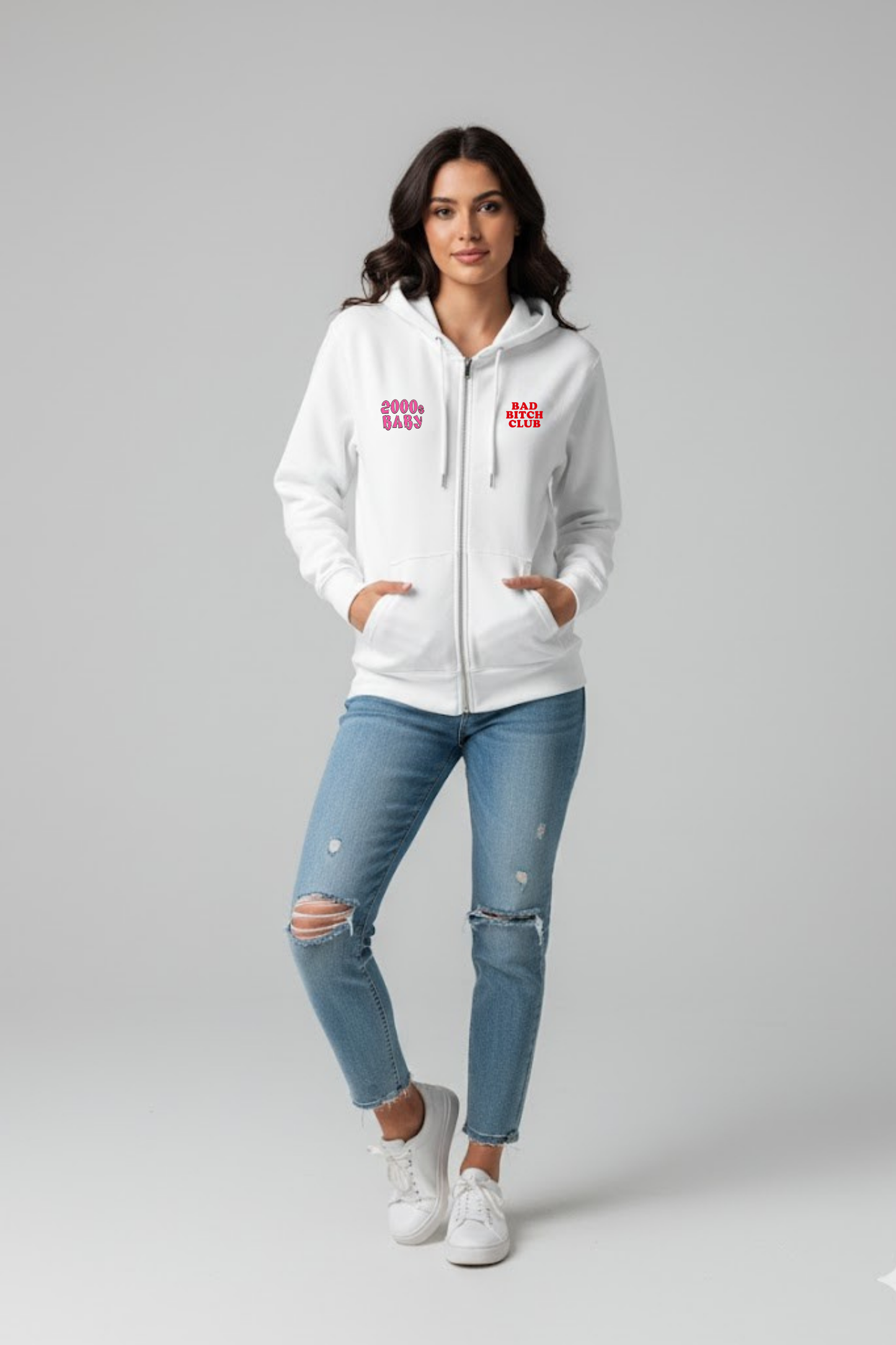 Born Broke Die Rich" Statement Zip-Up Hoodie