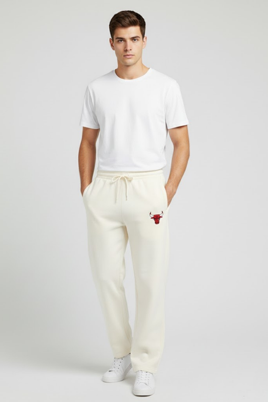 NBA Bulls Ecru Wide-Leg Lounge Sweatpants