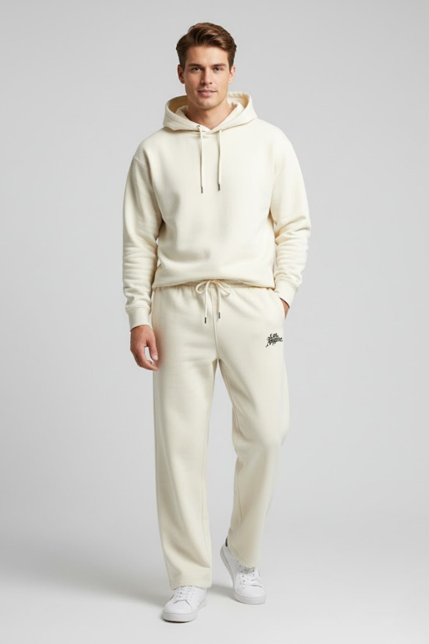 Los Angeles Gothic Script Cream Relaxed Fit Sweatpants