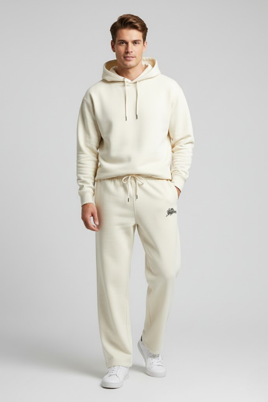 Los Angeles Gothic Script Cream Relaxed Fit Sweatpants