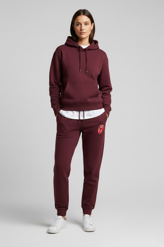 Rolling Stones Tongue Logo Burgundy Tapered Joggers