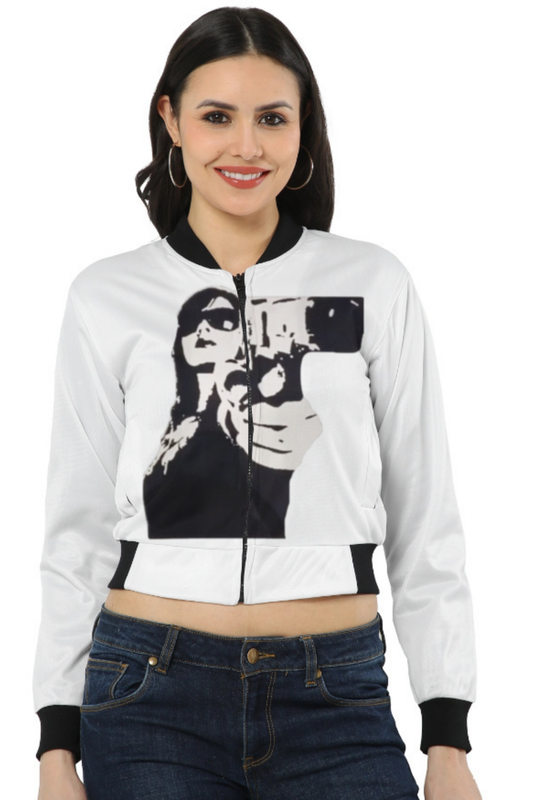 Noir Agent Cropped Bomber Jacket