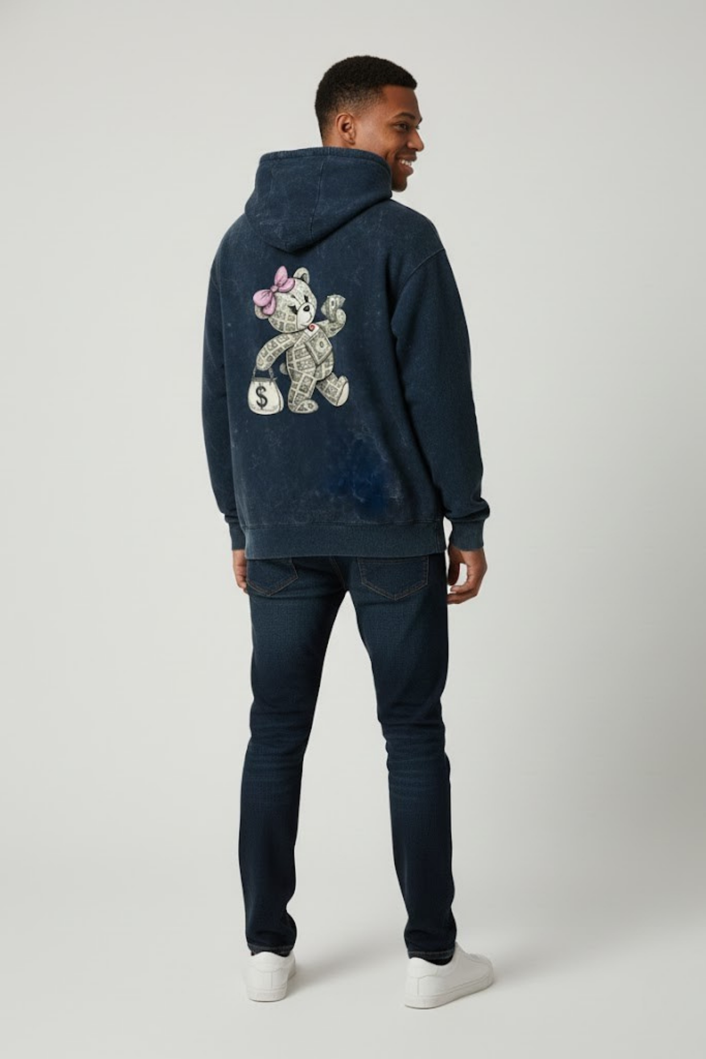The "Secure the Bag" Money Bear Hoodie Acid Washed Hoodie