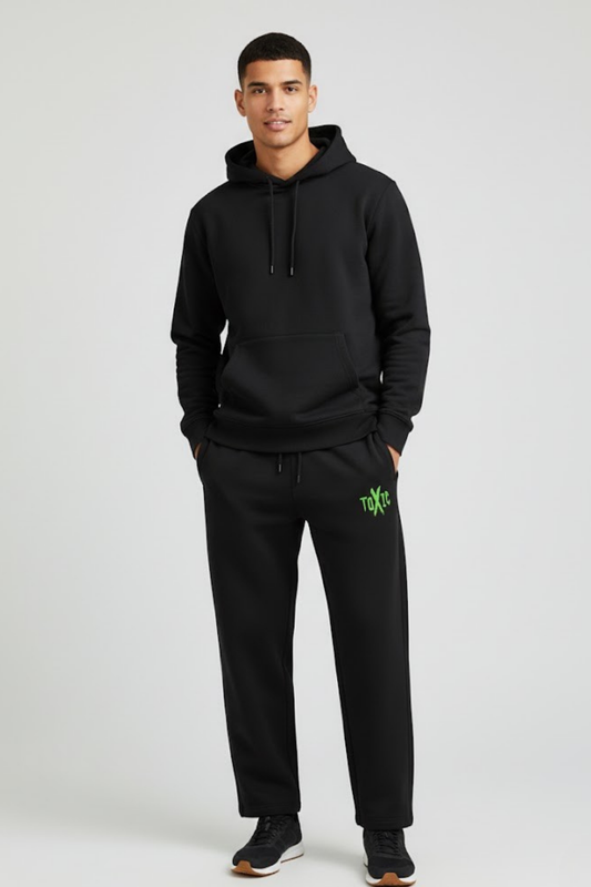 TOXIC" Oversized Sweatpants with Neon Green Graphic
