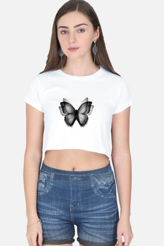 Monochrome Butterfly Crop Tee