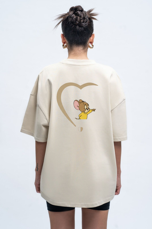 Point of Love" Oversized Tee – Minimalist Cartoon Edition