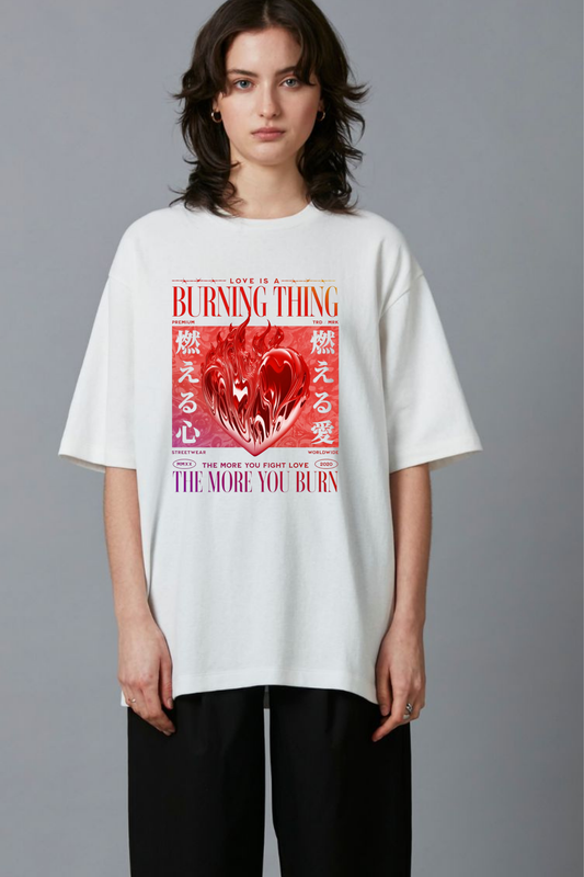 Burning Heart Oversized Graphic Tee