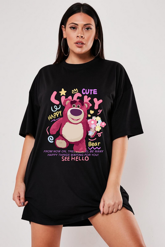 Lucky Bear Oversized Graphic Tee – Kawaii Edition