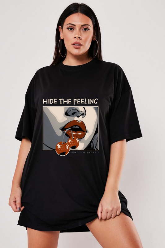 Hide the Feeling" Statement Oversized Tee