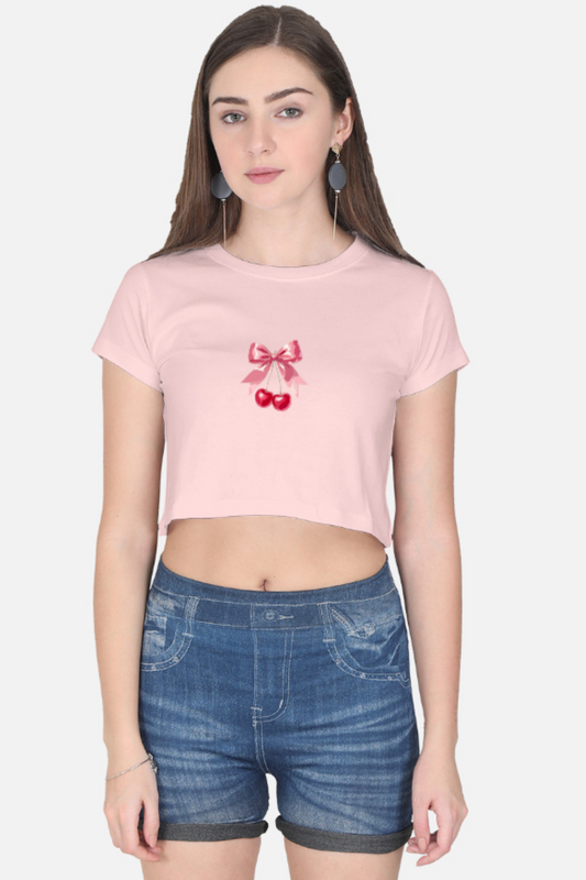 Cherry Bow Crop Tee