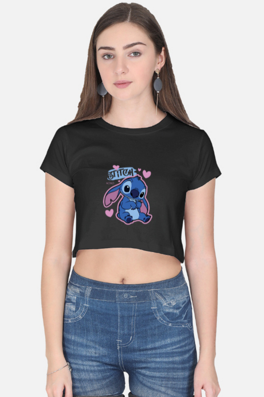 Kawaii Blue Alien Hearts Crop Tee