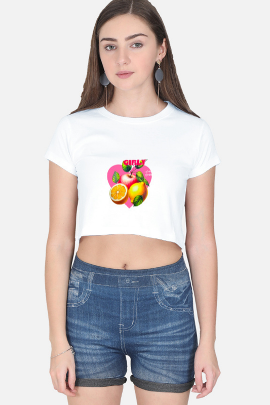 Girly Fruit Cocktail Crop Top