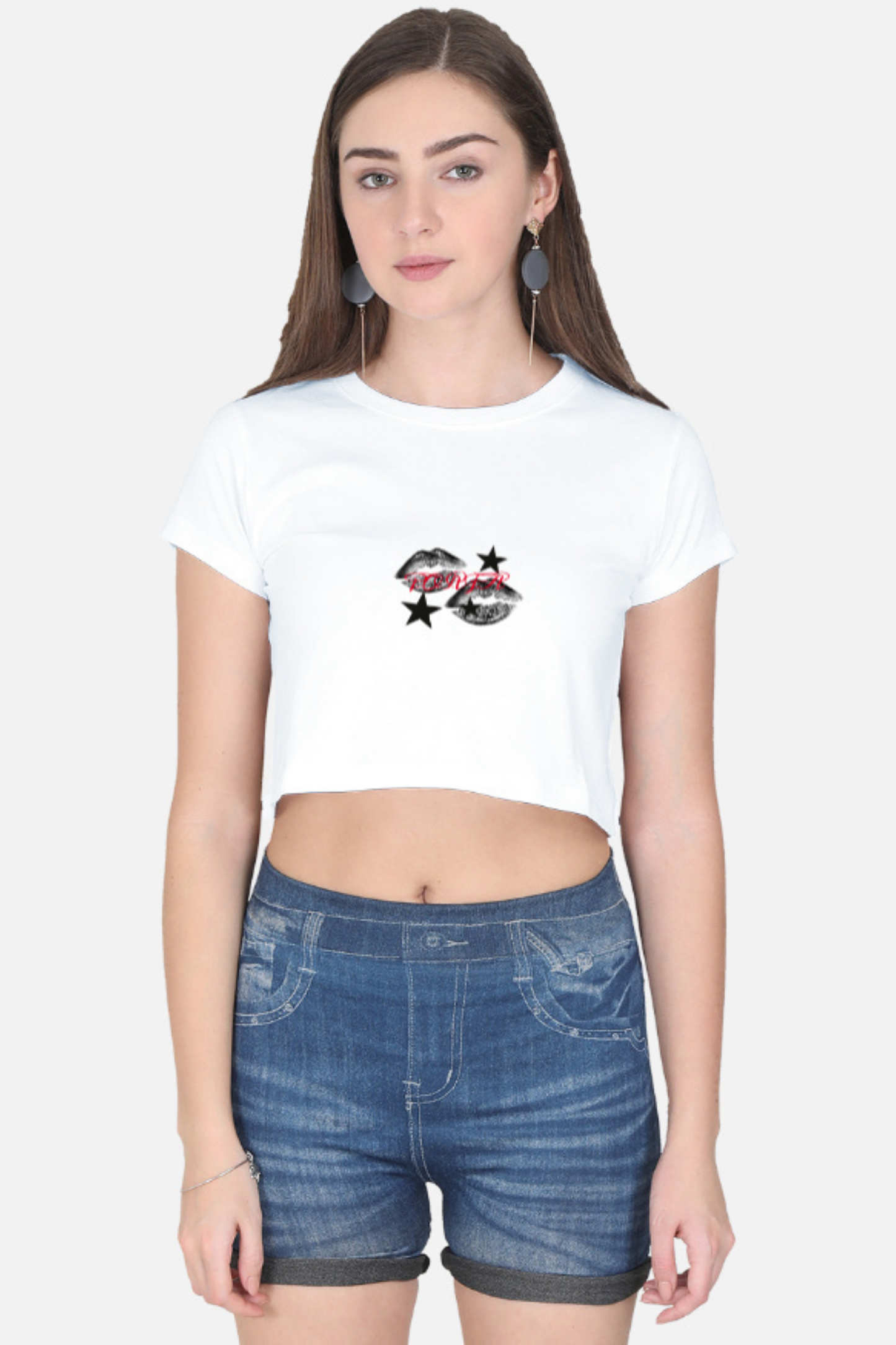 Rebel Star Lip Print Crop Tee