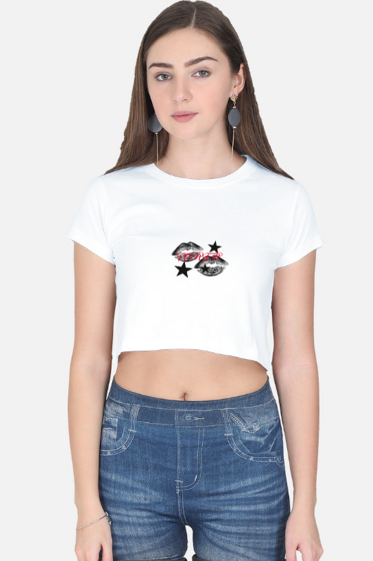 Rebel Star Lip Print Crop Tee