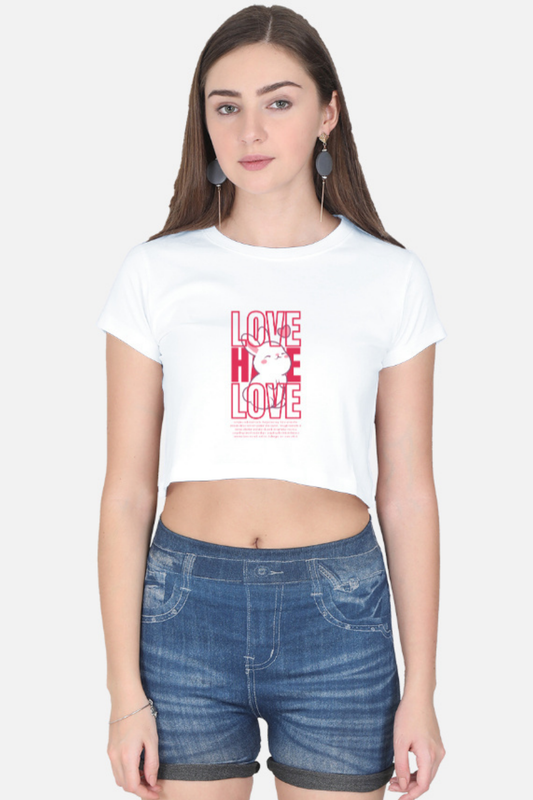 Love Hate Love" Bunny Graphic Crop Tee