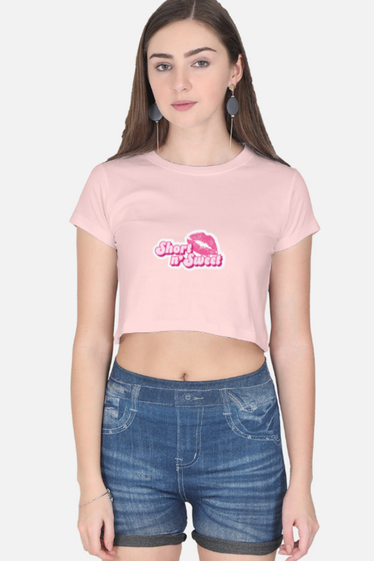 Short n’ Sweet" Kiss Print Cropped Tee