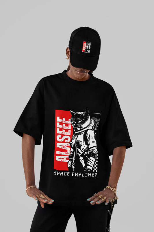 Alaseee Space Explorer Oversized Tee – Cosmic Cat Edition
