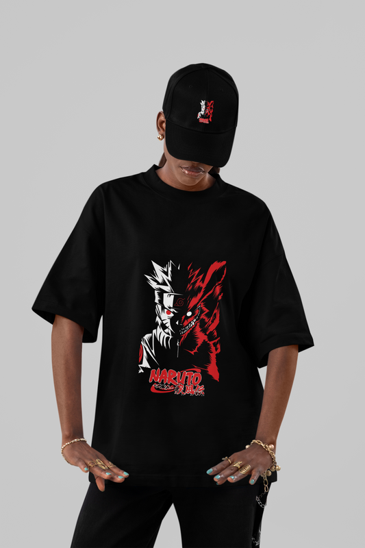 Naruto x Kurama Split Shadow Oversized T-Shirt – Limited Edition Anime Drop