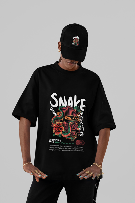 Snake Warrior" Oversized Graphic Tee – Borselle 2024 Edition